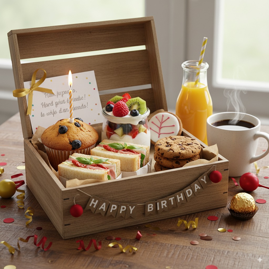 Desayuno de Cumpleaños con muffin y velita