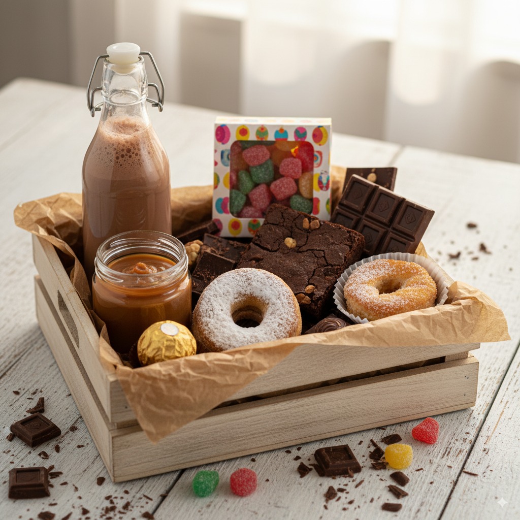 Caja con chocolates y dulces variados
